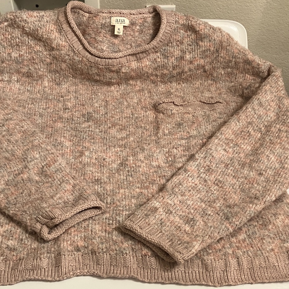 Newly added 💕a.n.a Women's Speckled Pink Crew Neck Sweater